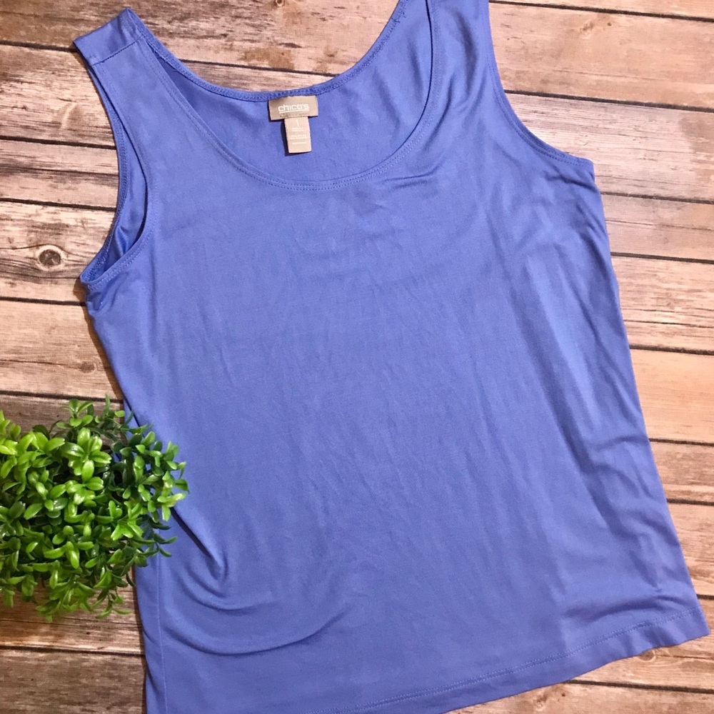 CHICOS basic tank periwinkle blue